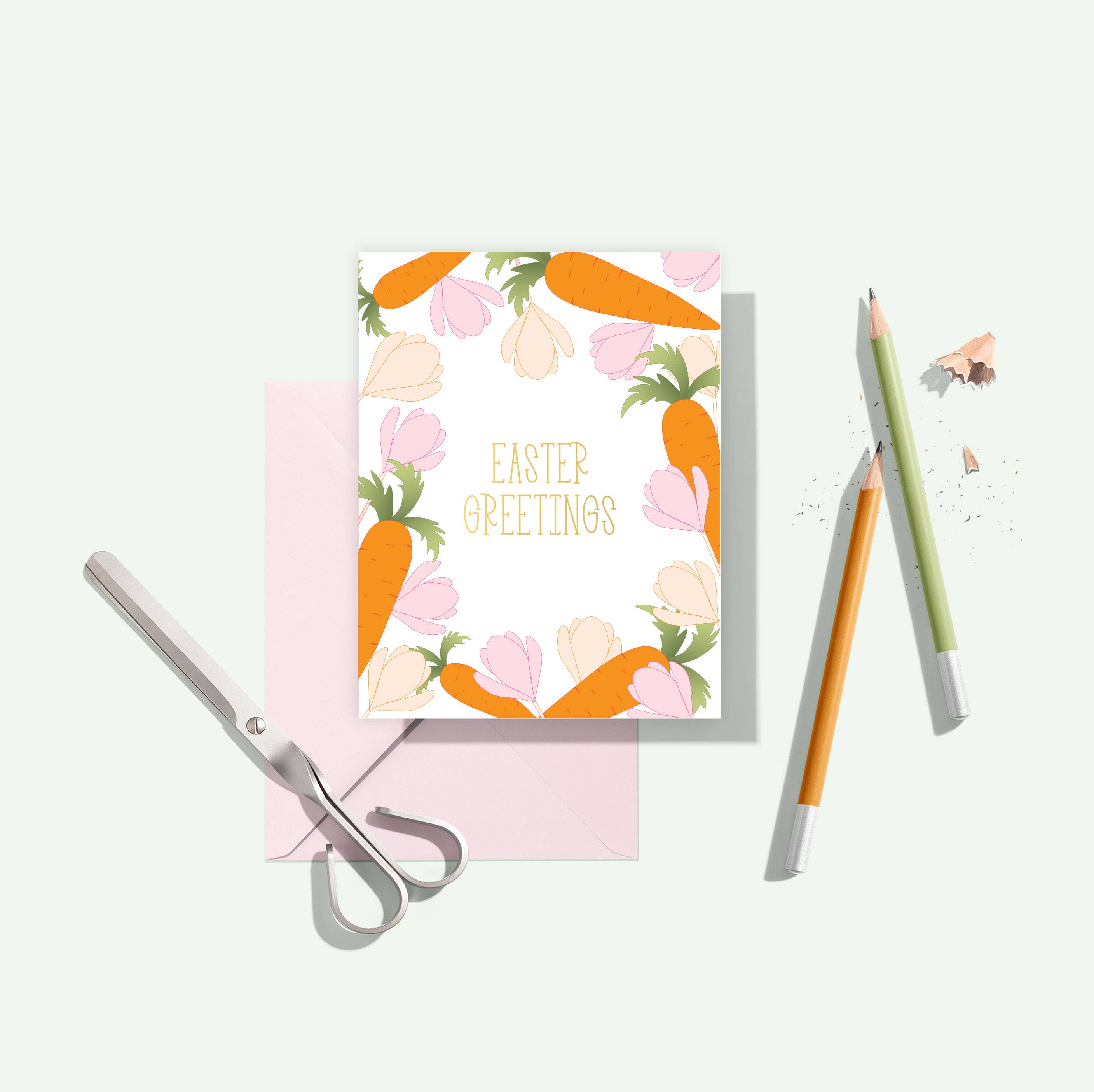 Sublime & Co. - Easter Greetings Card With Carrots And Spring Flowers