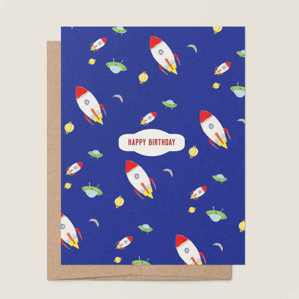 re:mused studio - Space Birthday A2 Greeting Card