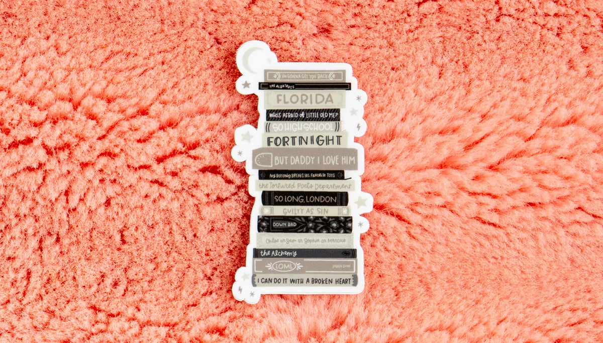 Pippi Post, Poetry Book Stack Decal Sticker