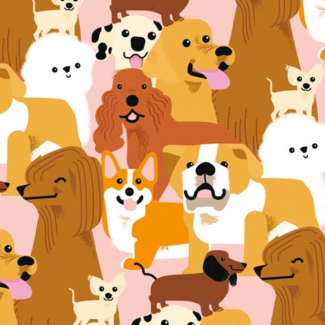 Noi Publishing - Dogs on orange flat sheet wrap