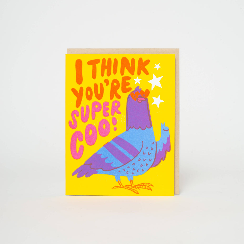 Egg Press Manufacturing - Super Coo Pigeon Love Letterpress Greeting Card