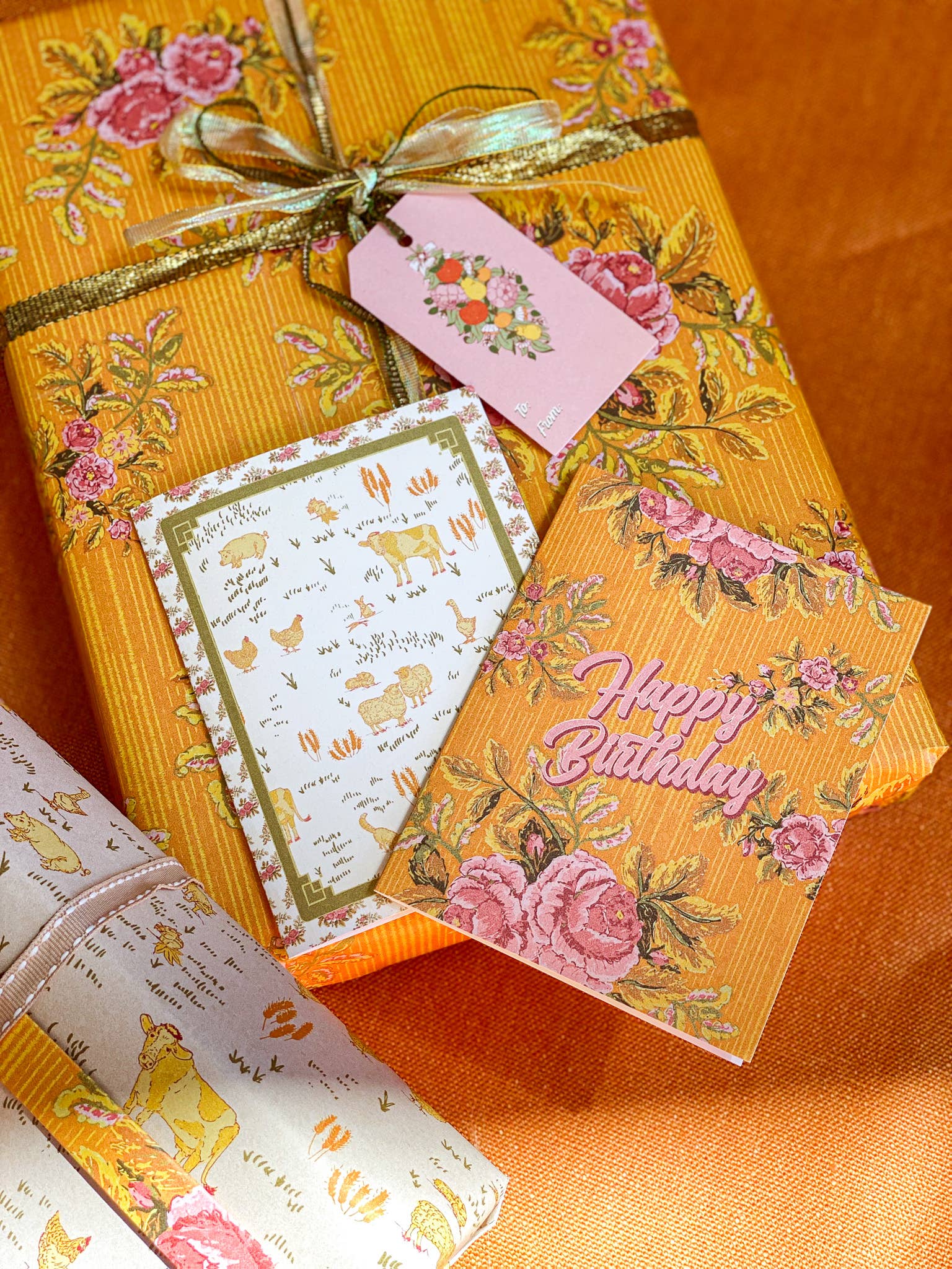 re:mused studio - Barnyard Blooms Gift Wrap Sheet - Double Sided