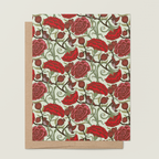 re:mused studio - Carnation Pomegranate (red) A2 Greeting Card: