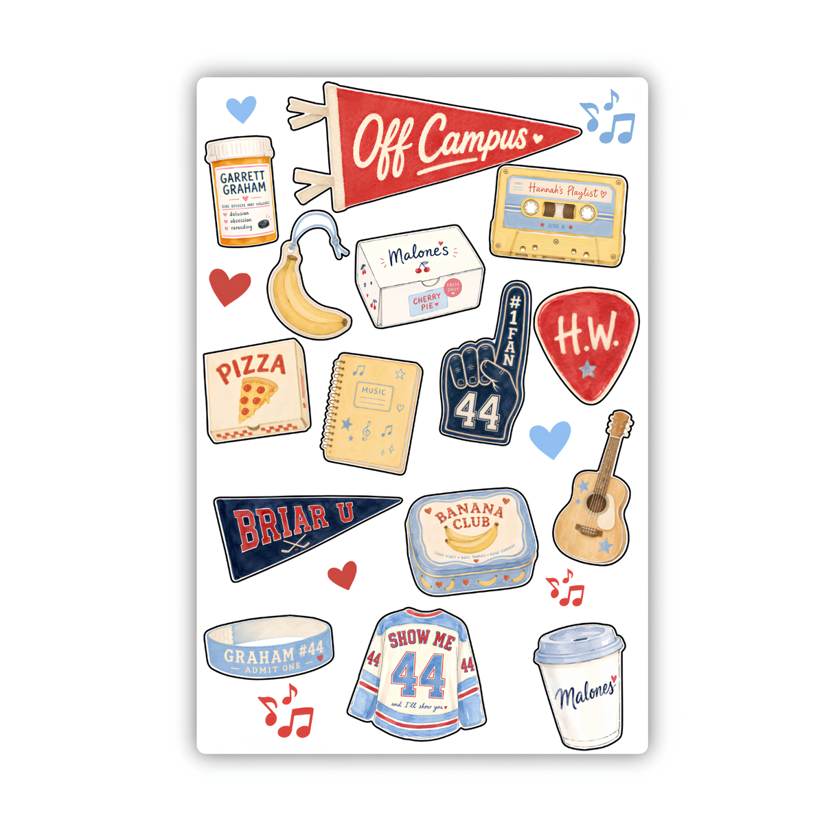inviting affairs paperie - Off Campus Inspired Sticker Sheet- Campus Icons & Music