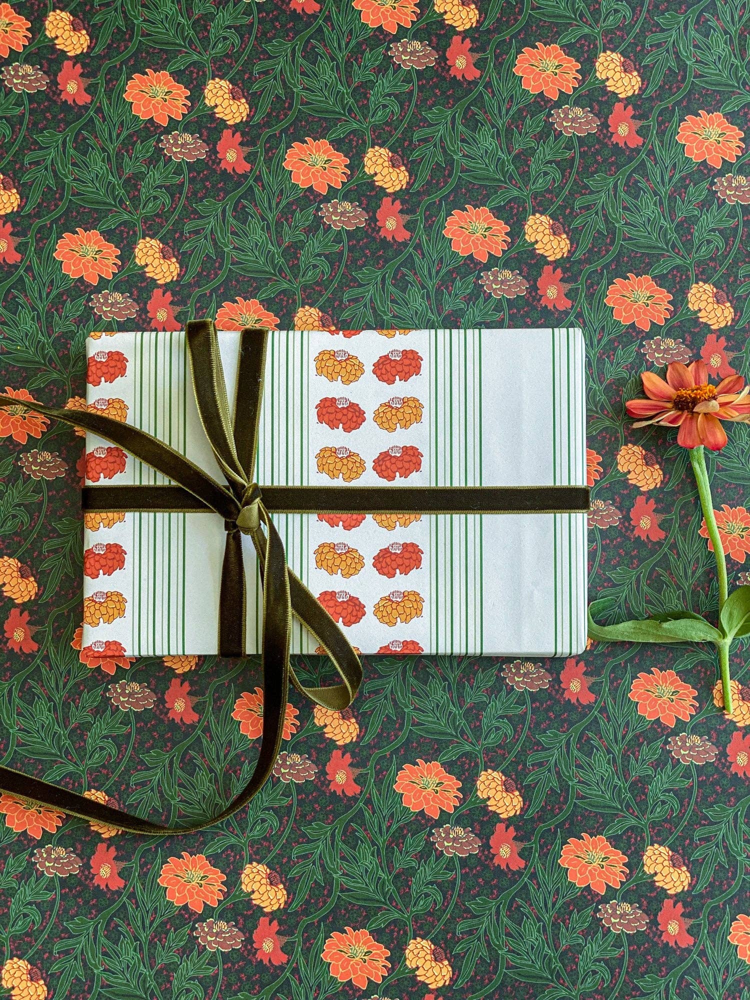 re:mused studio - Zinnia Gift Wrap Sheet – Double Sided: Single Sheets