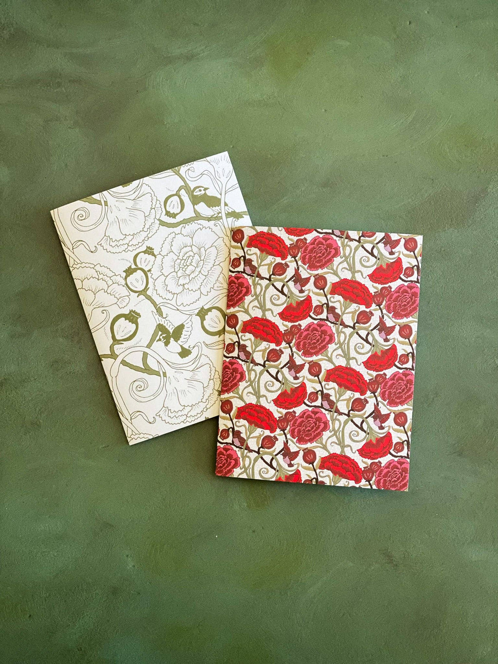 re:mused studio - Carnation Pomegranate (red) A2 Greeting Card: