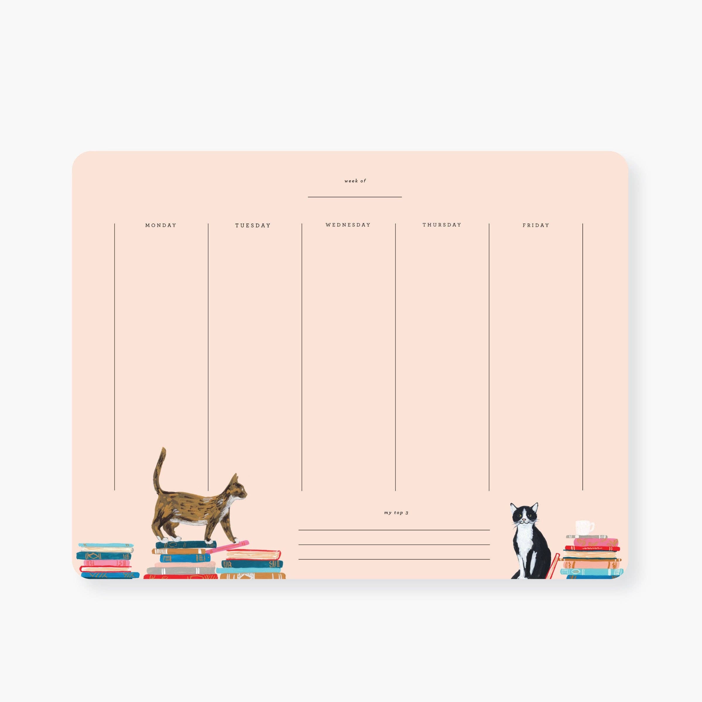 2021 Co. - Cats and stacks weekly calendar pad