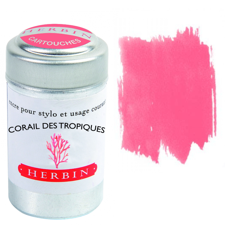 Herbin Fountain Pen Ink Cartridges - Tin of 6: Rouge Grenat (Garnet Red)