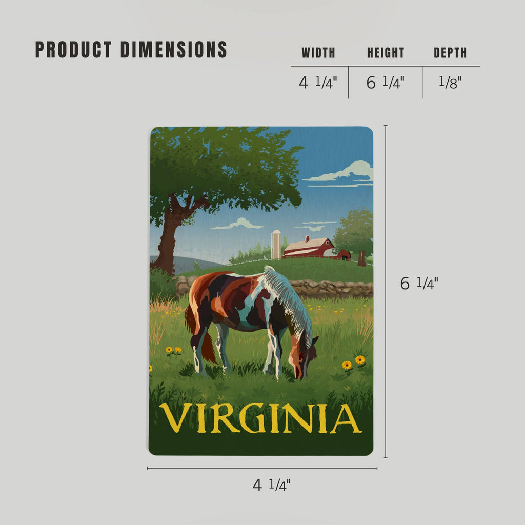 Lantern Press - WOOD POSTCARD Virginia Horse in Field