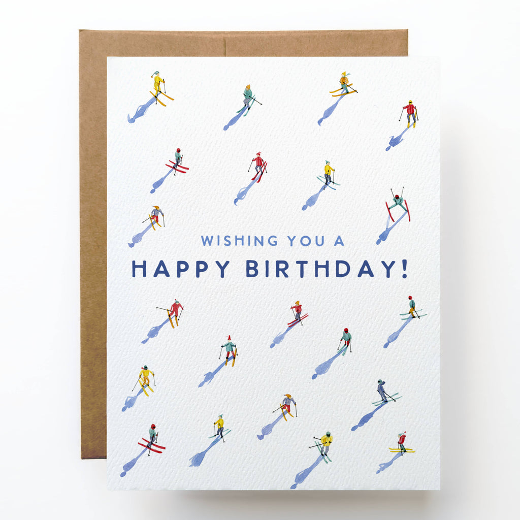 Watercolor Wednesday - Skiing Birthday Card | Winter Happy Birthday Card for Skier
