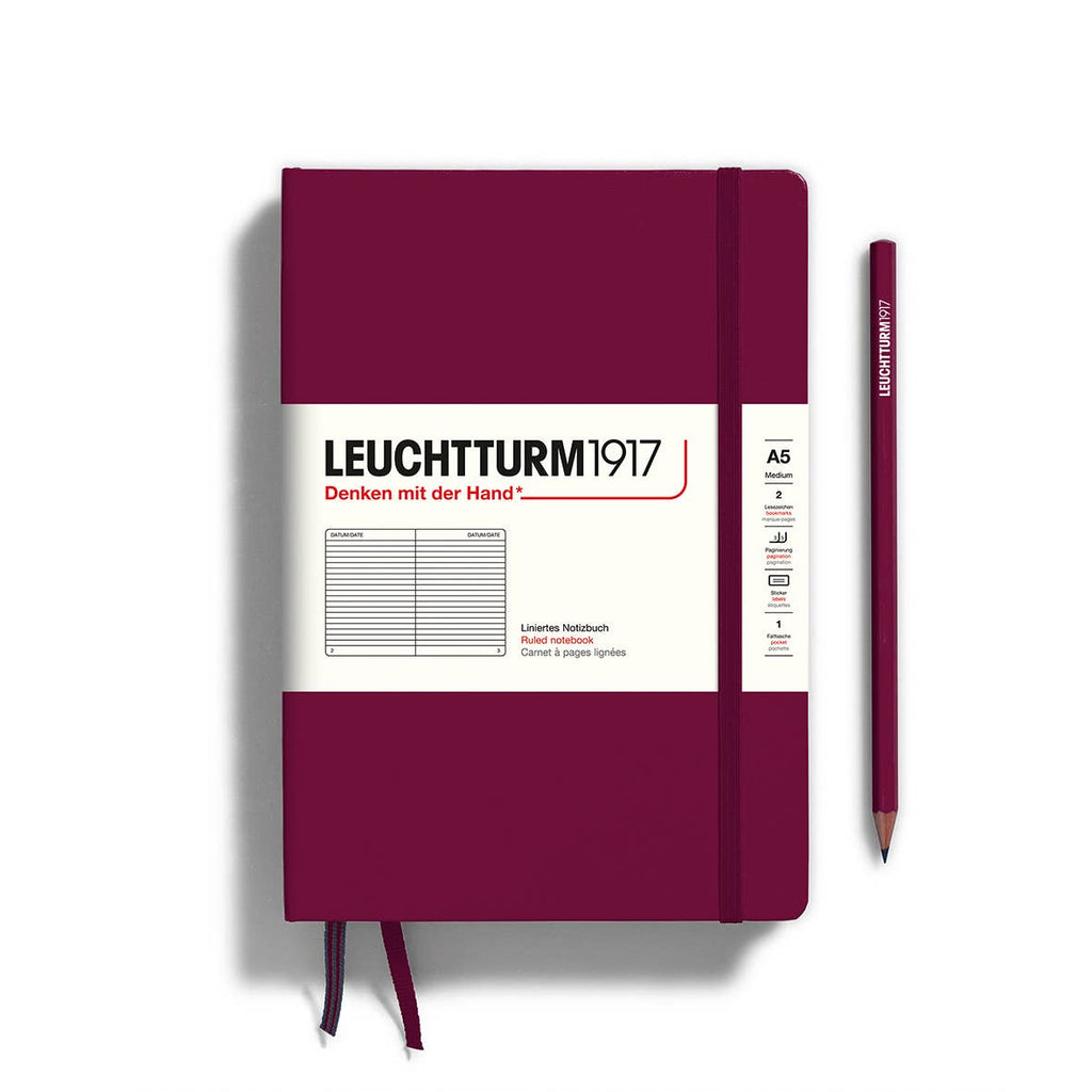 LEUCHTTURM1917 - Notebooks - Medium (A5): Port red / Hardcover / Ruled