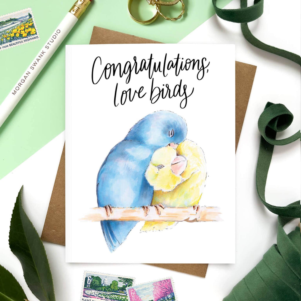 Morgan Swank Studio - Love Birds Engagement + Wedding Card