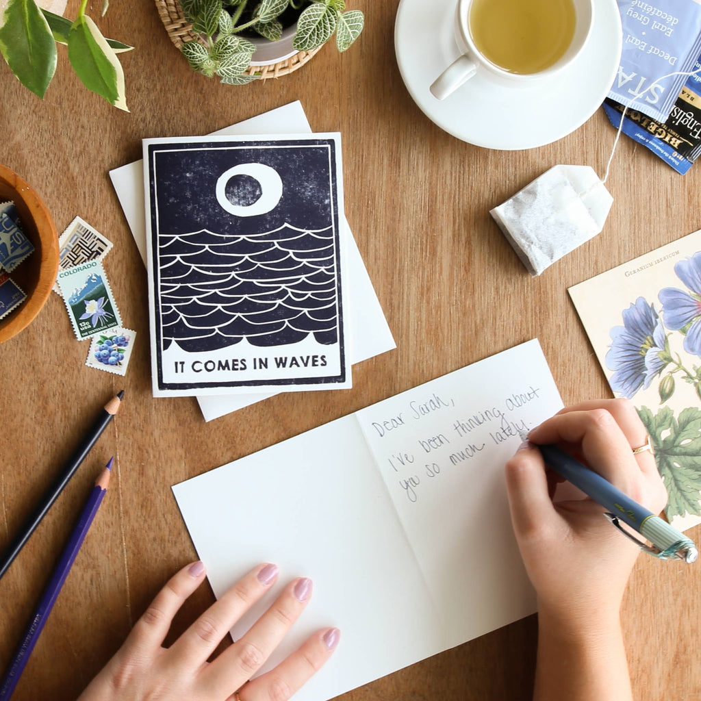 Heartell Press - Comes In Waves Sympathy Card - Navy