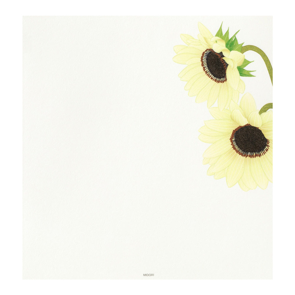 Midori Letter Pad 025 Four Designs Sunflower