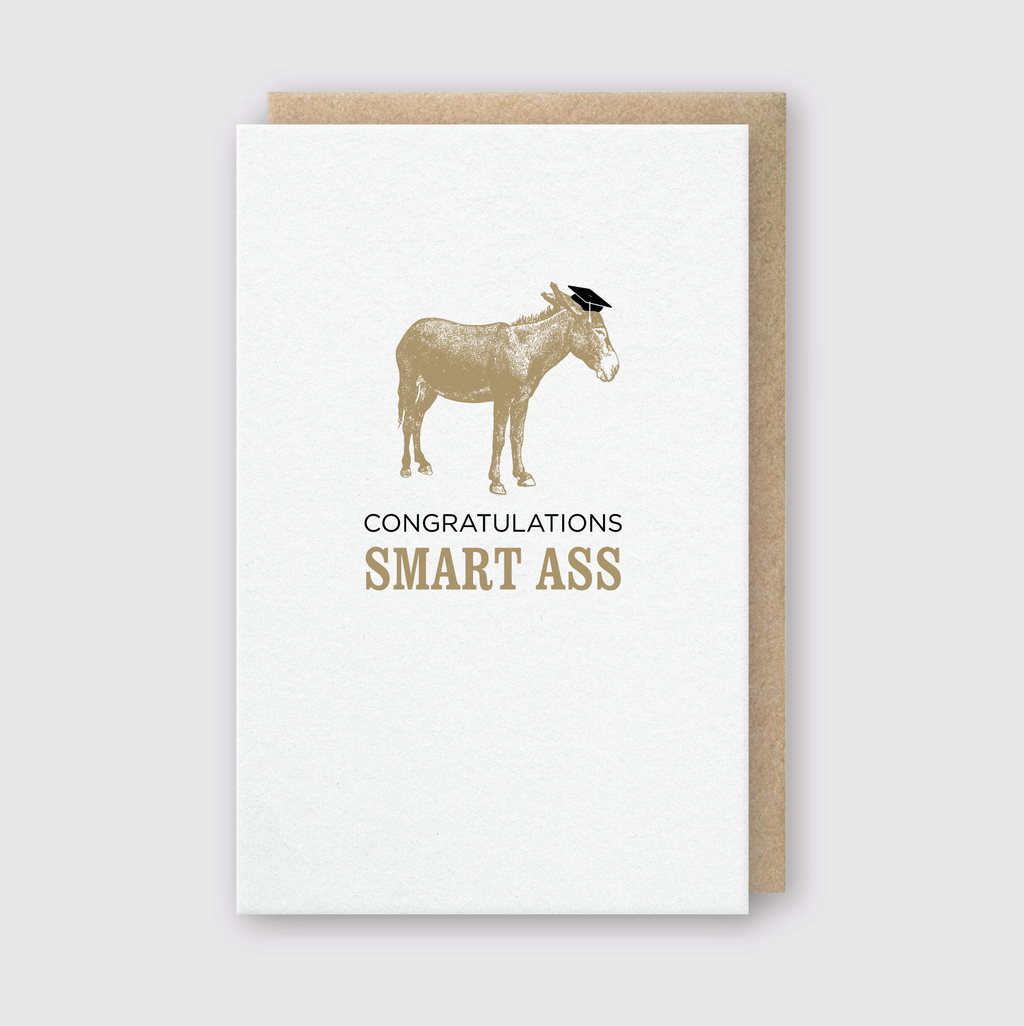 Pike Street Press - Letterpress Congrats Greeting Card – Smart Ass: 3 3/8" X 5 3/8"