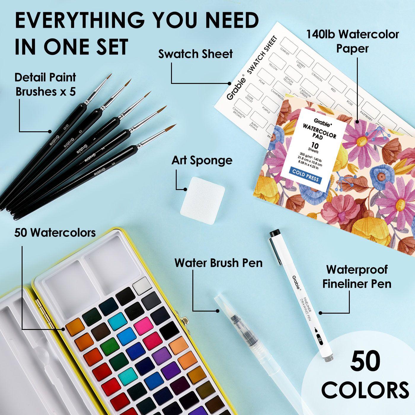 Grabie - Grabie All-In-One Premium Watercolor Set of 50