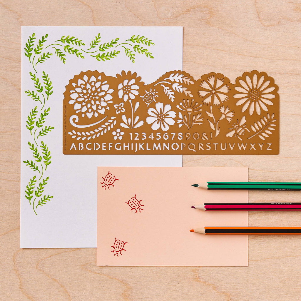 Another Studio - Botanical drawing Stencil, Arts and Journaling in Brass