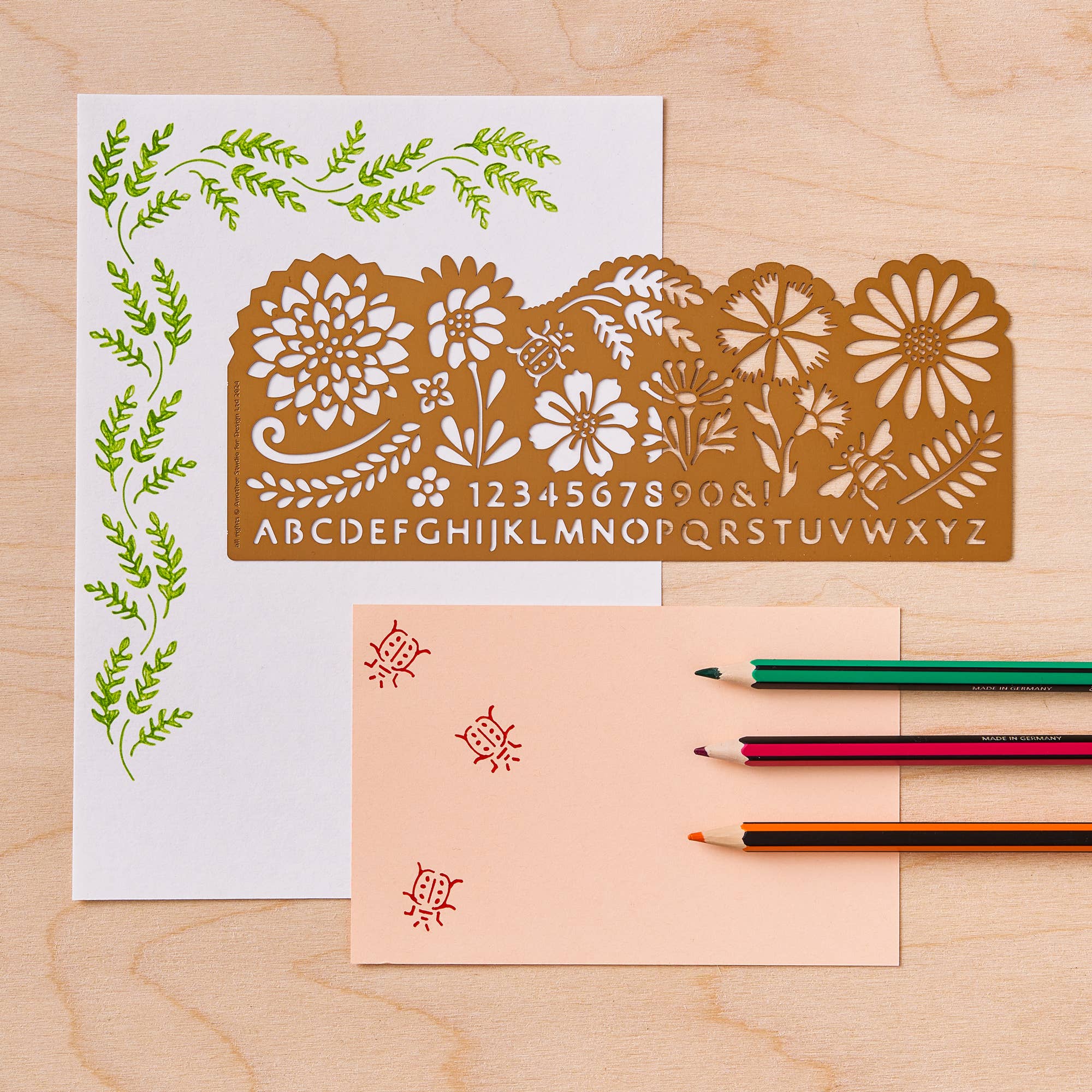 Another Studio - Botanical drawing Stencil, Arts and Journaling in Brass