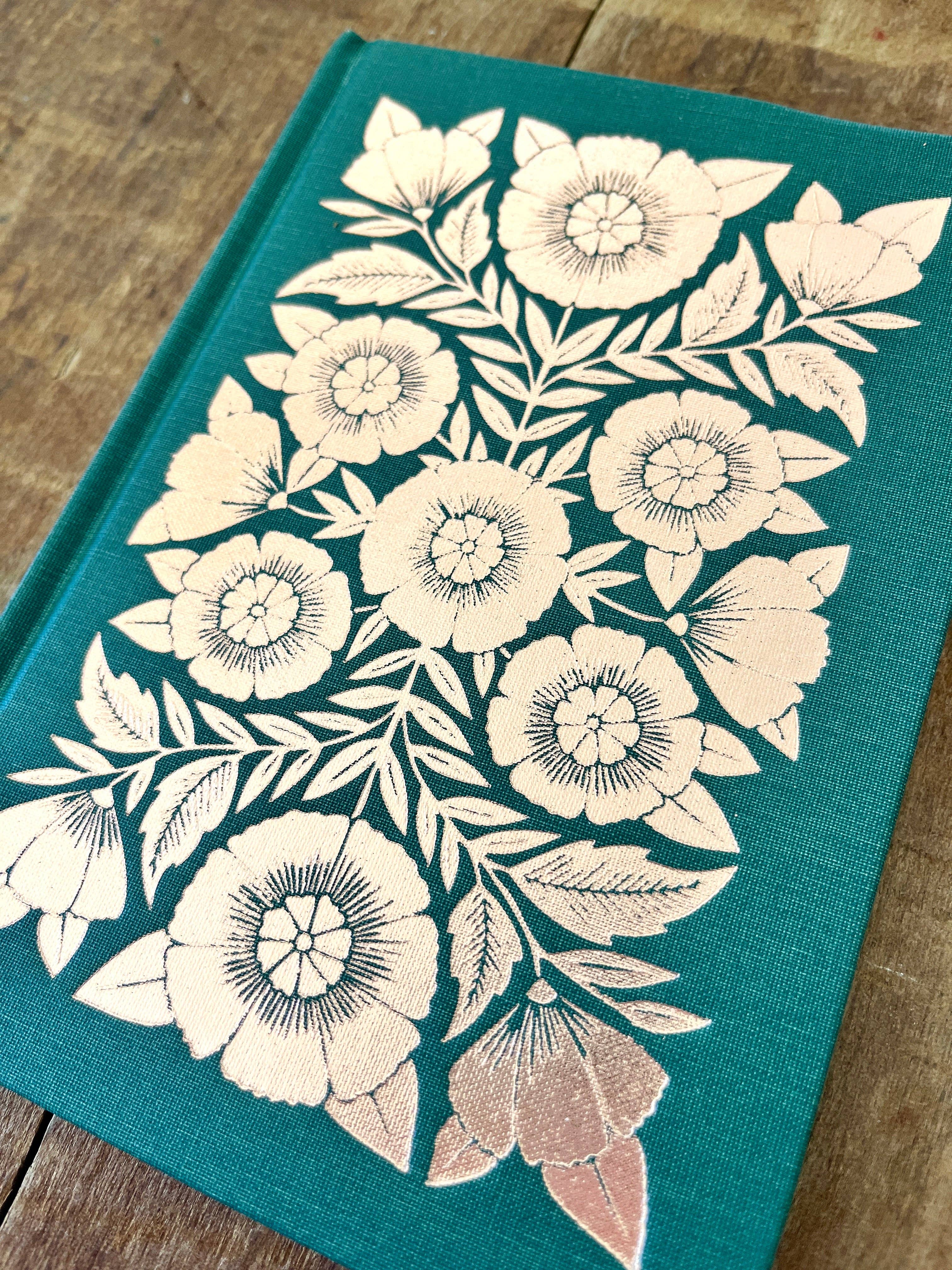 Katharine Watson - Foil Stamped Linen Journal, Blank Jewel Green