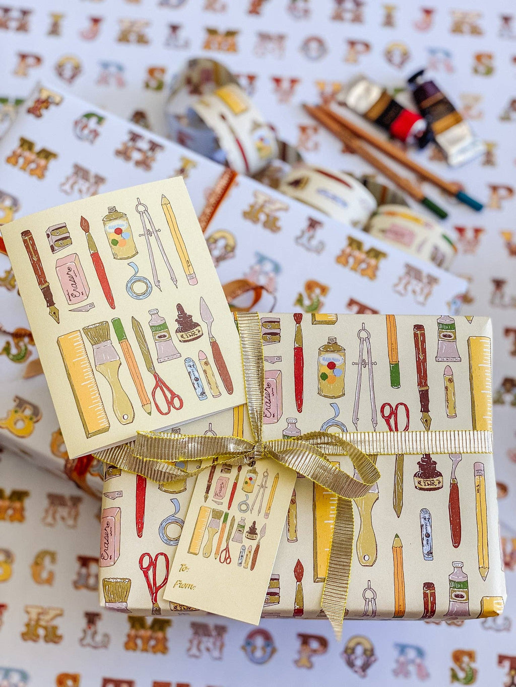 re:mused studio - Back to (Art) School Gift Wrap Sheet - Double Sided