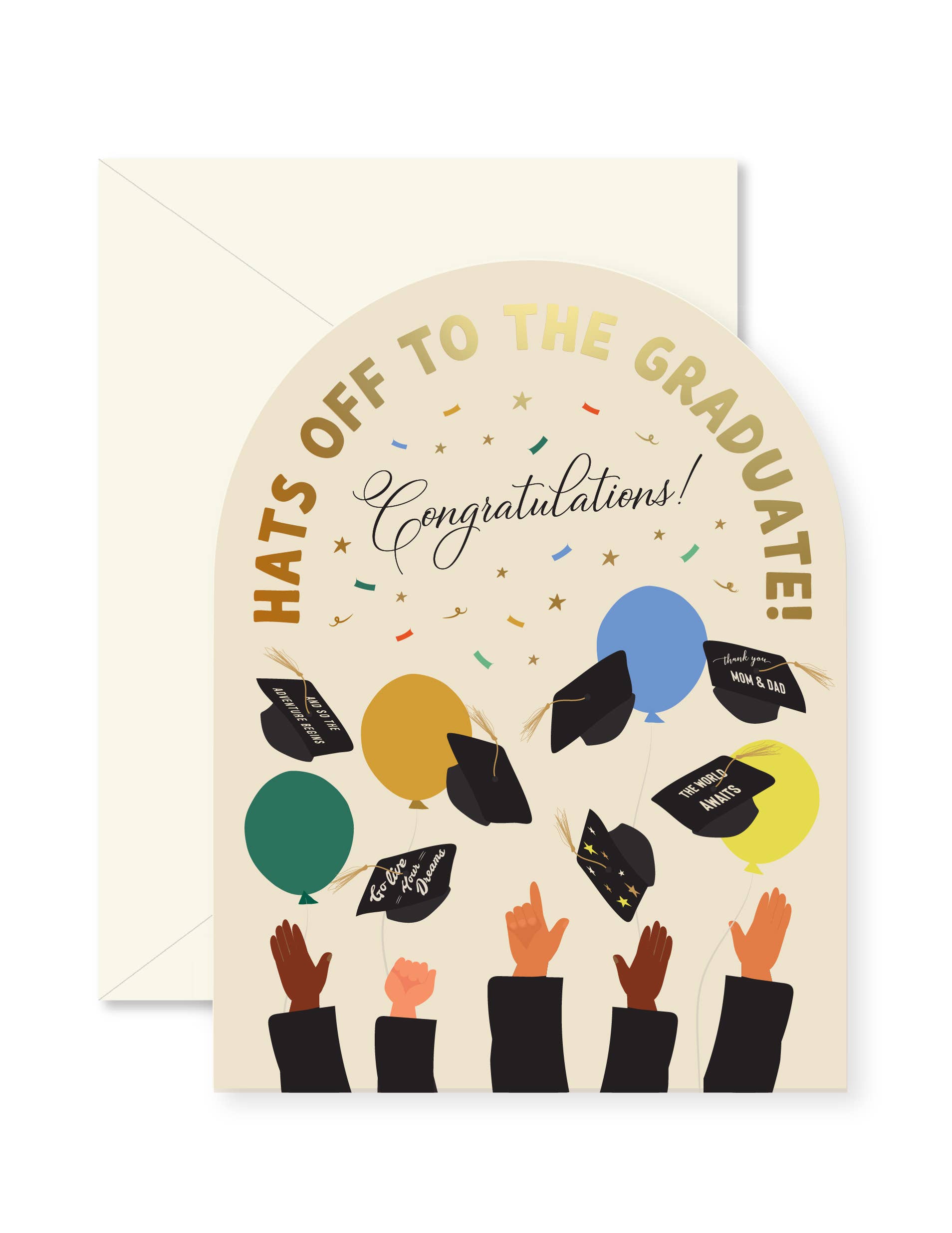 Ginger P. Designs - Hats Off Graduation Arch Greeting Card