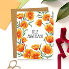 Morgan Swank Studio - Feliz Aniversario Flowers | Spanish Anniversary Card
