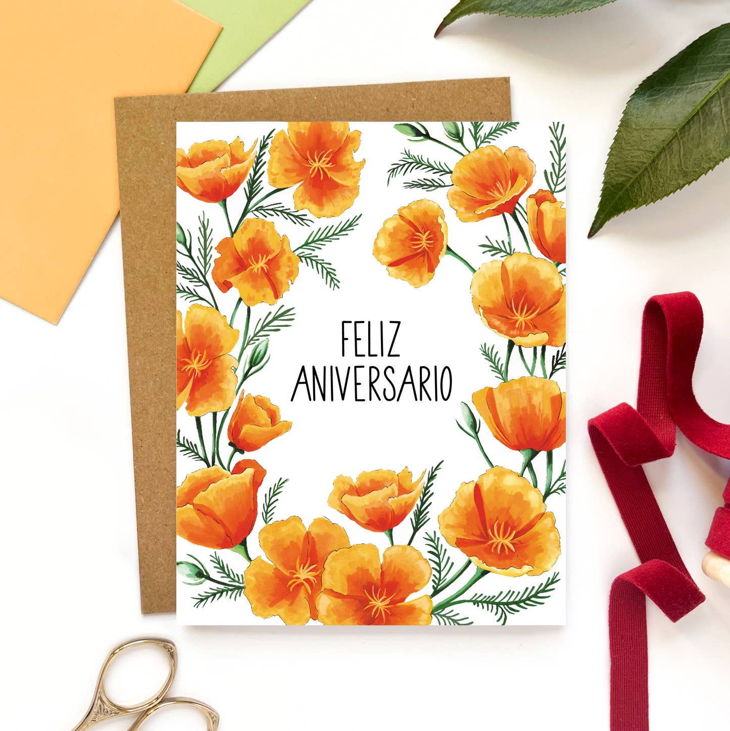 Morgan Swank Studio - Feliz Aniversario Flowers | Spanish Anniversary Card