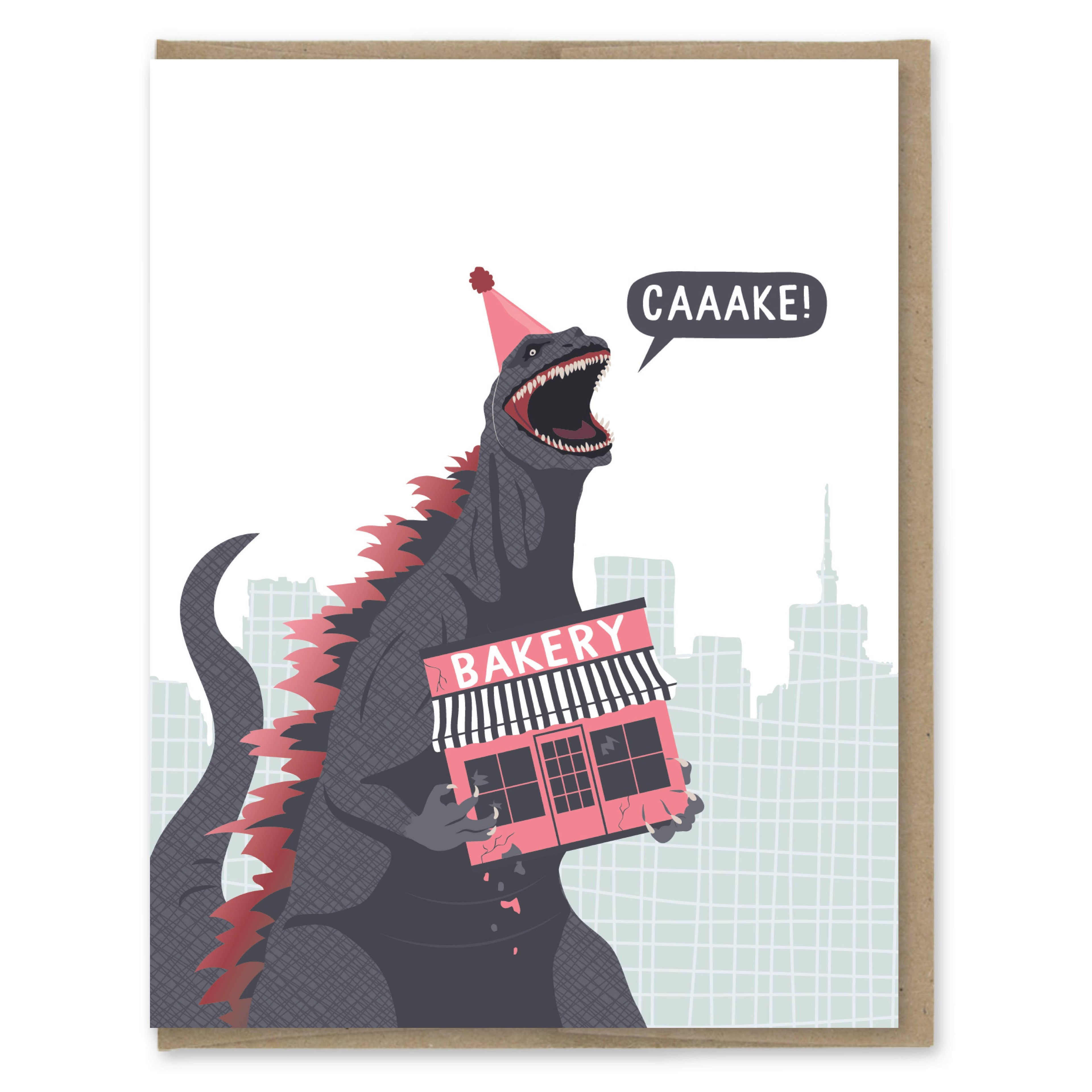 Modern Printed Matter - Godzilla's Bakery Birthday Card