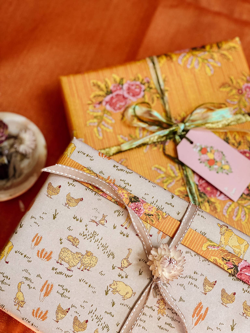 re:mused studio - Barnyard Blooms Gift Wrap Sheet - Double Sided