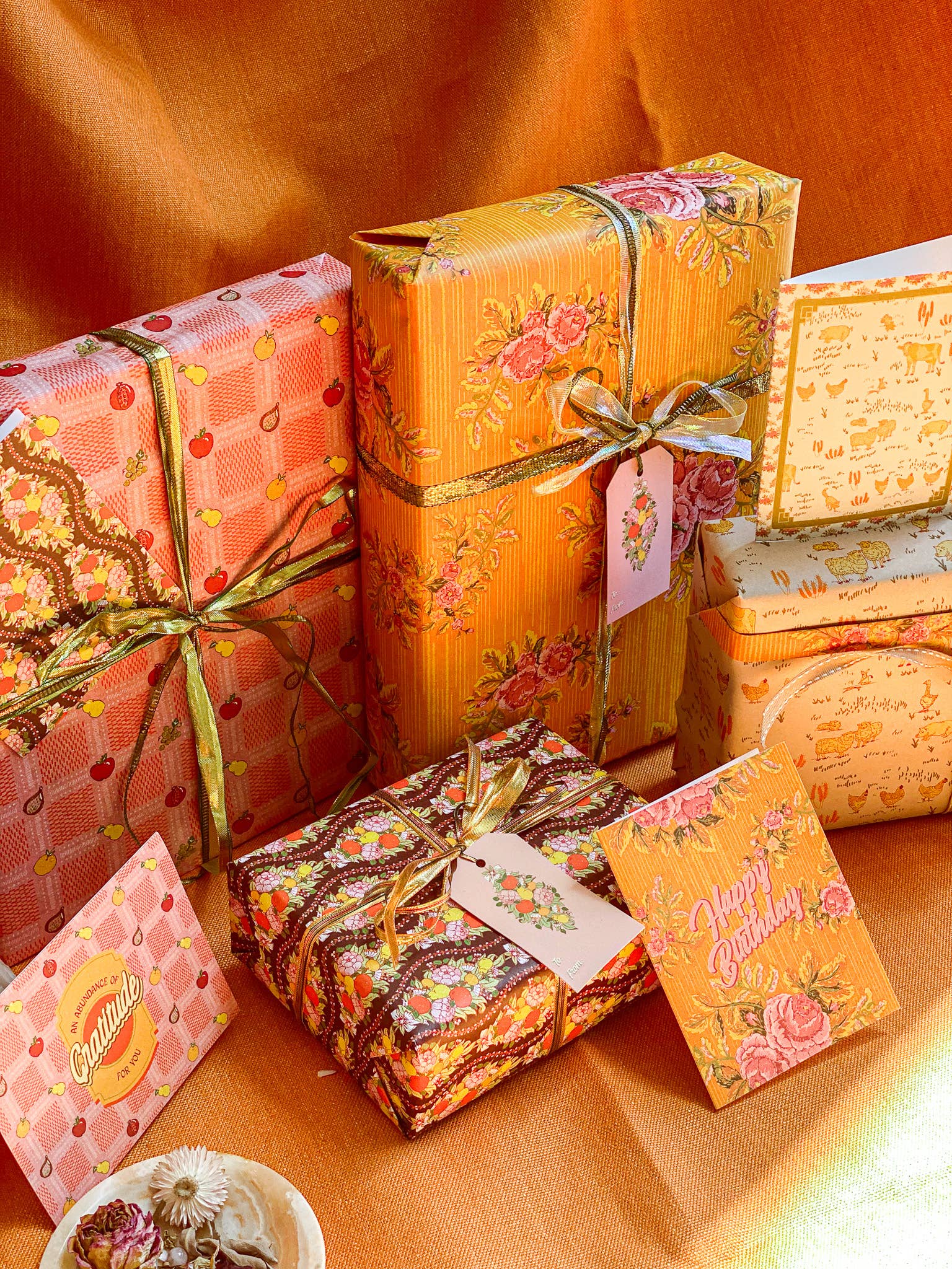re:mused studio - Barnyard Blooms Gift Wrap Sheet - Double Sided