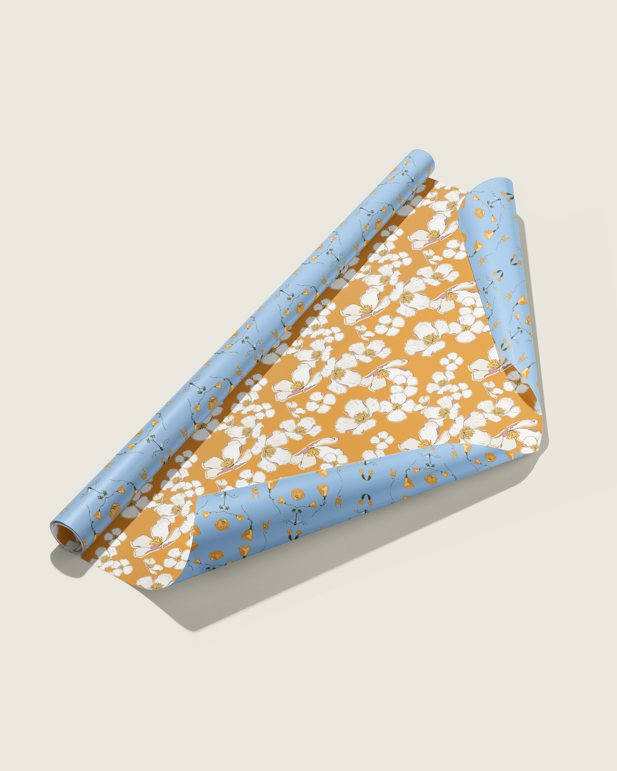 re:mused studio - California Poppy Gift Wrap Sheet – Double Sided: Single Sheets