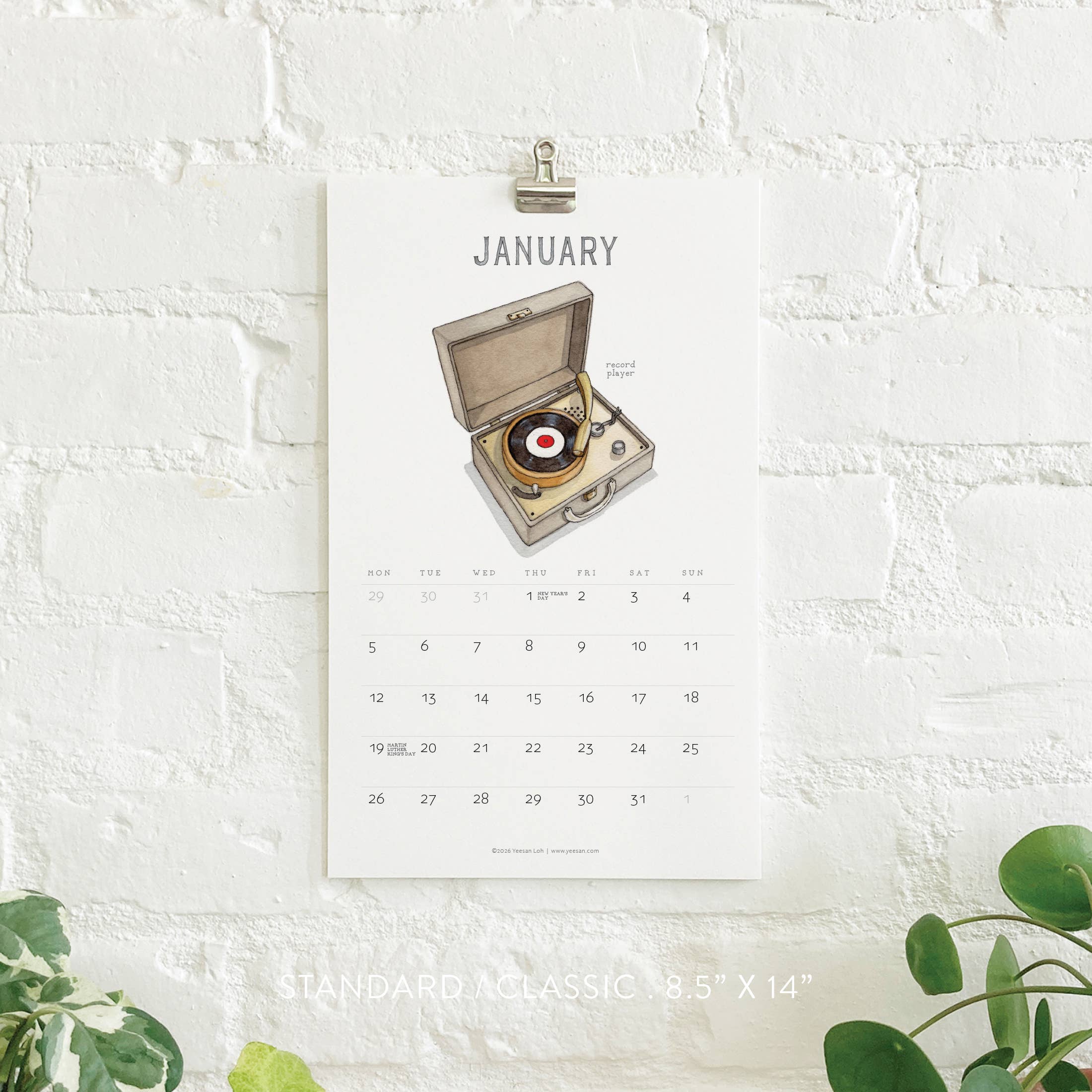 Yeesan Loh - 2026 Calendars: Retro Objects: MON-SUN / Standard/Classic