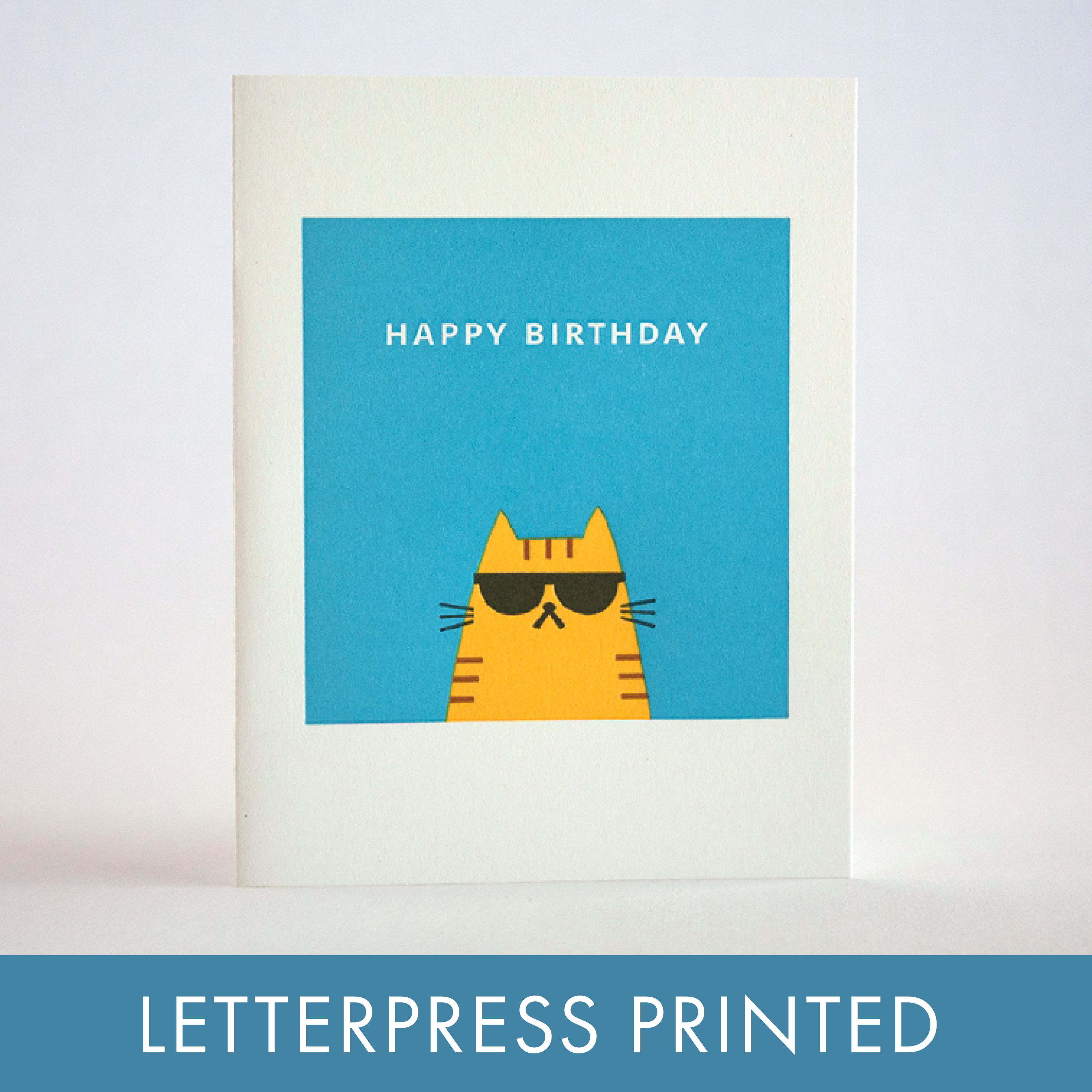 Egg Press Manufacturing - Cool Cat Birthday Letterpress Greeting Card