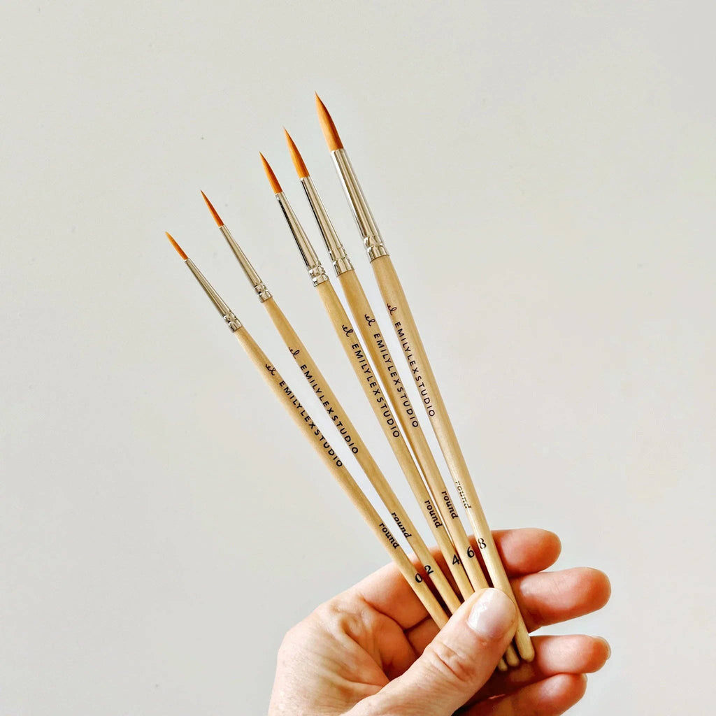 emily lex studio - Watercolor paintbrush set of five wood brushes