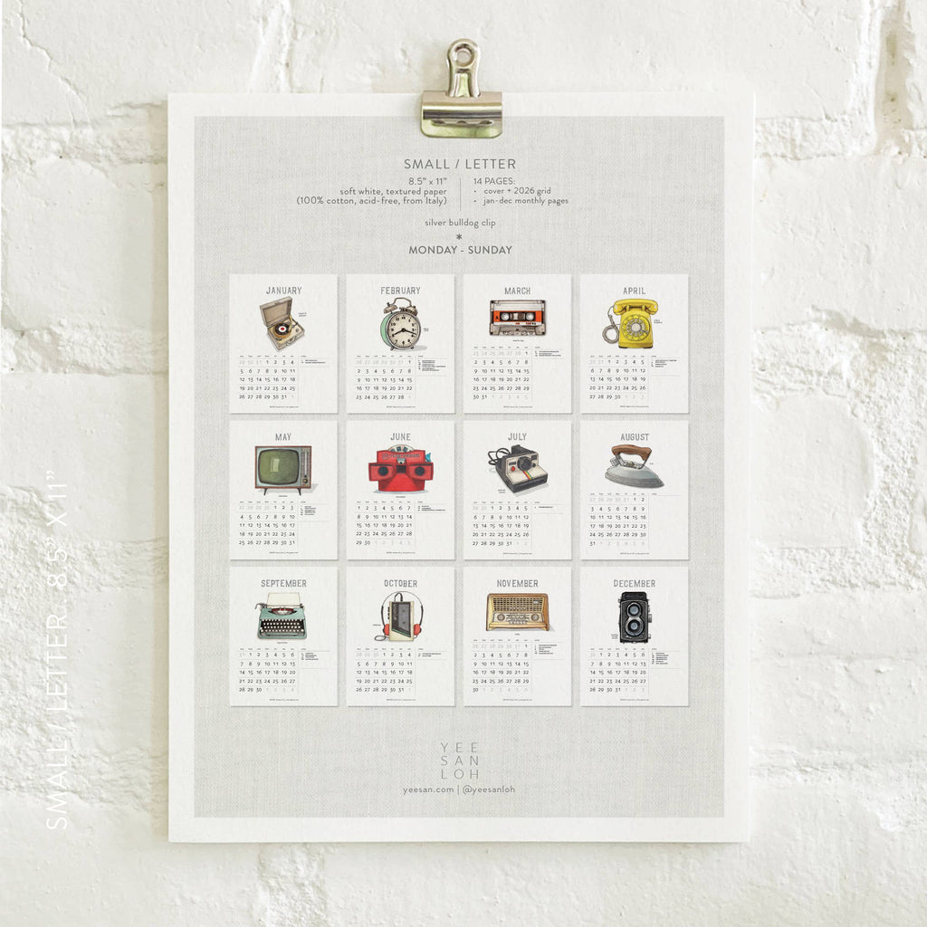 Yeesan Loh - 2026 Calendars: Retro Objects: MON-SUN / Standard/Classic