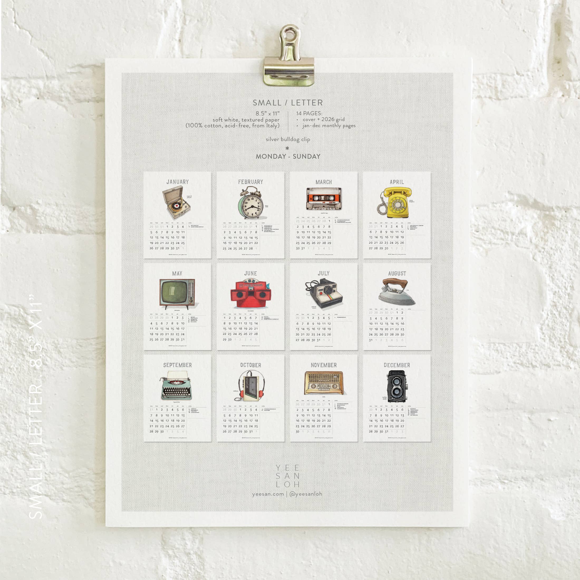 Yeesan Loh - 2026 Calendars: Retro Objects: MON-SUN / Standard/Classic