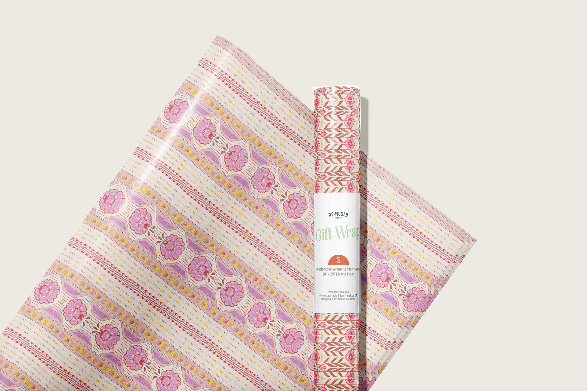 re:mused studio - Le Folk Gift Wrap Sheet - Double Sided
