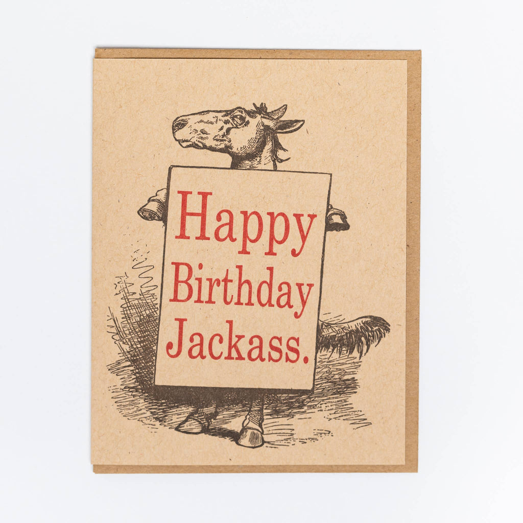 Lady Pilot Letterpress - Jackass Birthday Greeting Card