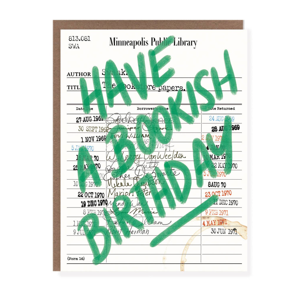 Morgan Swank Studio - Library Card Bookish Birthday Card