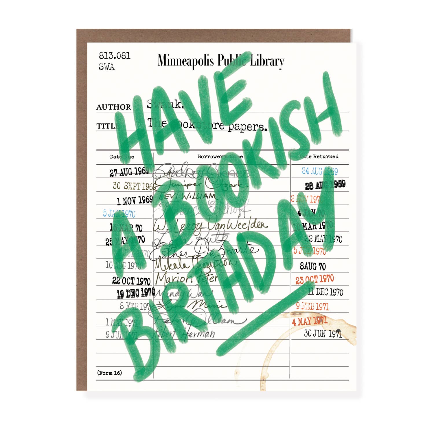 Morgan Swank Studio - Library Card Bookish Birthday Card