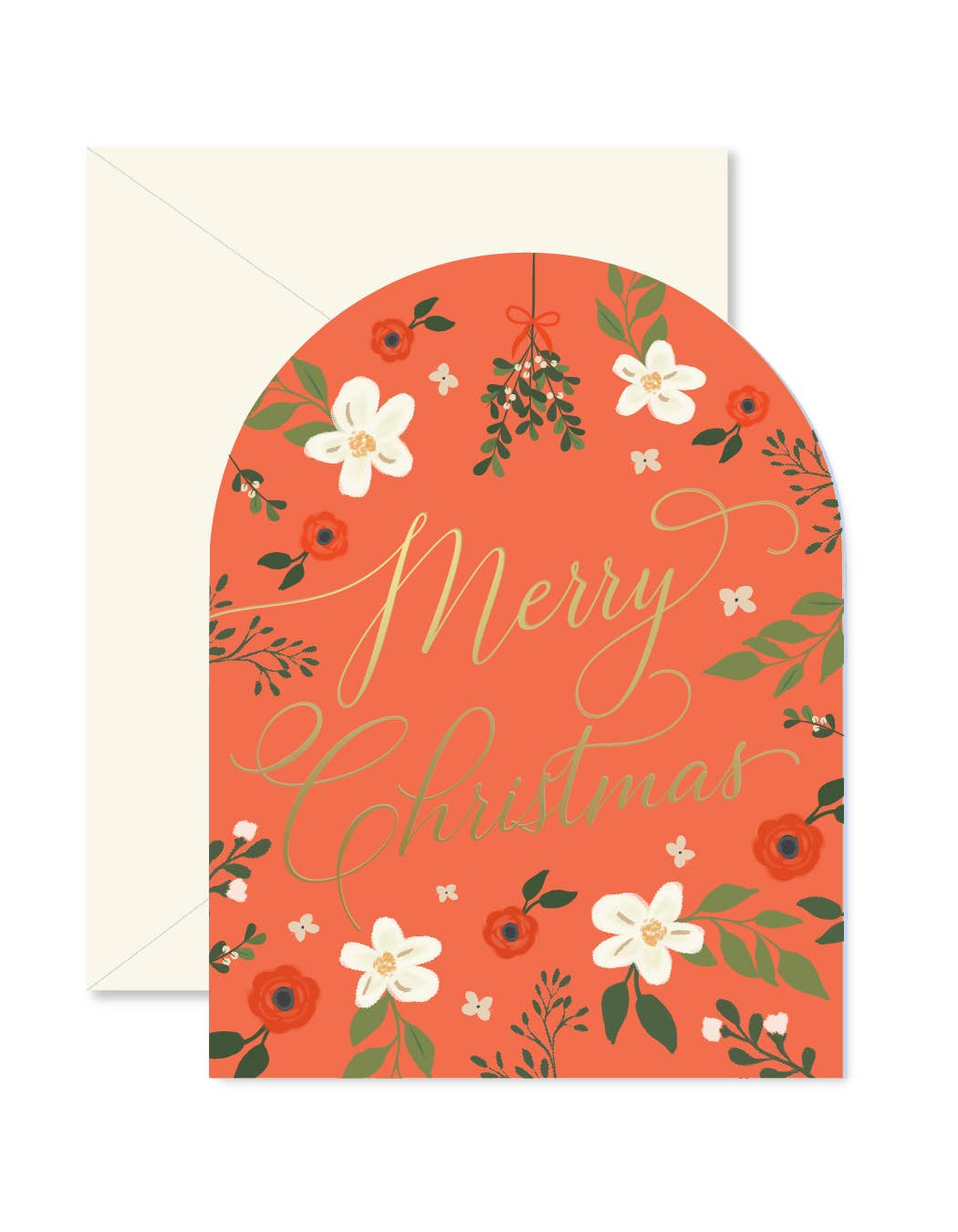 Ginger P. Designs - Red Christmas Floral Arch Greeting Card