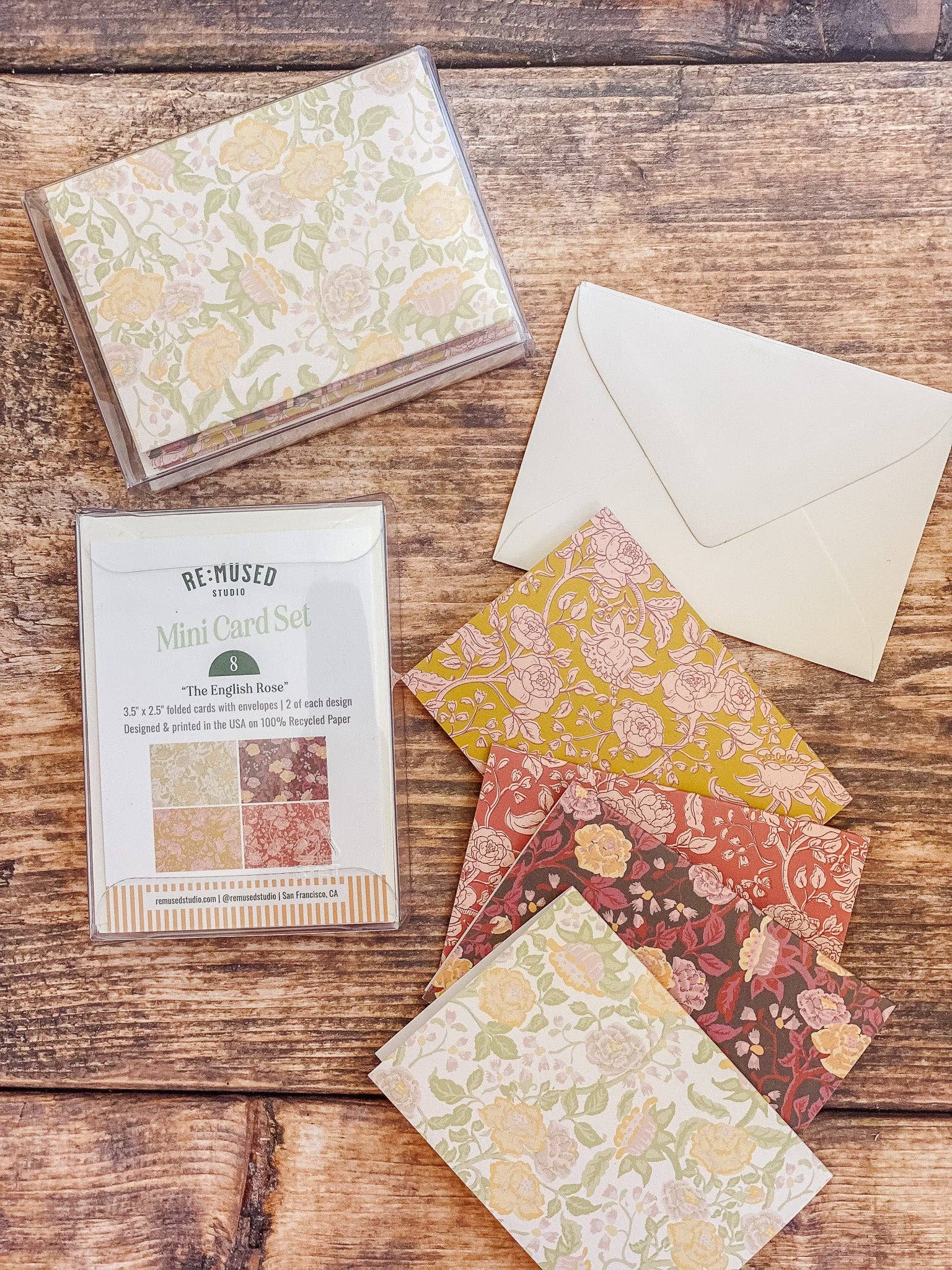 re:mused studio - The English Rose Folded Mini Card Set of 8