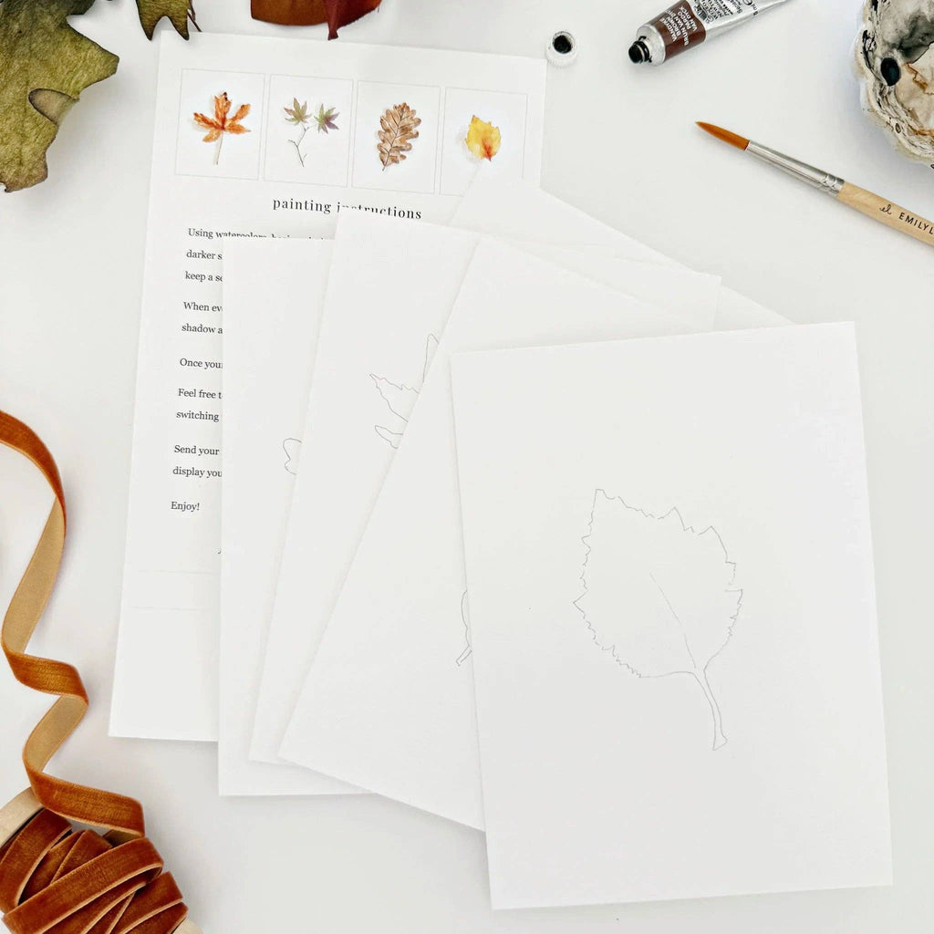 emily lex studio - Fall leaves paintable watercolor notecard set