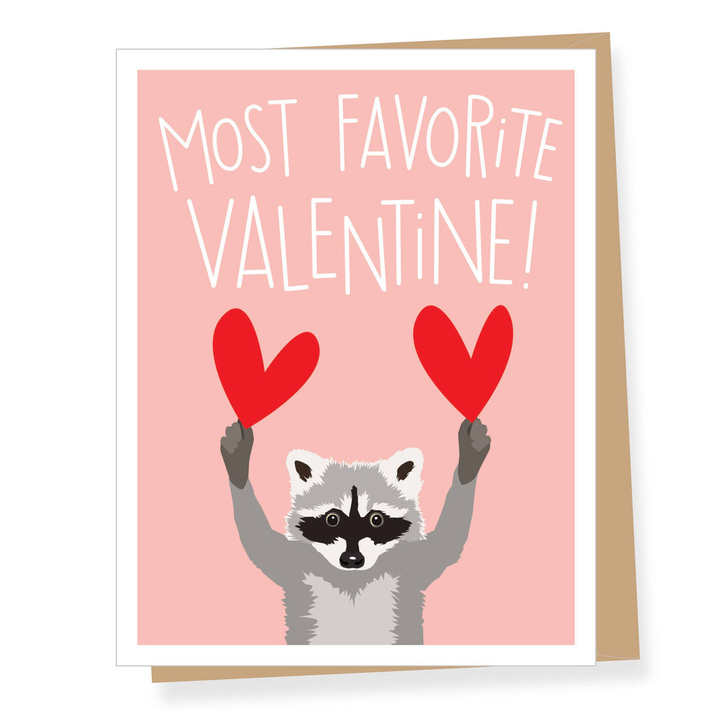 Apartment 2 Cards - Raccoon with Red Hearts Valentine's Day Card