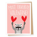 Apartment 2 Cards - Raccoon with Red Hearts Valentine's Day Card