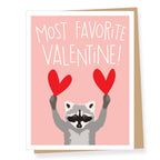 Apartment 2 Cards - Raccoon with Red Hearts Valentine's Day Card