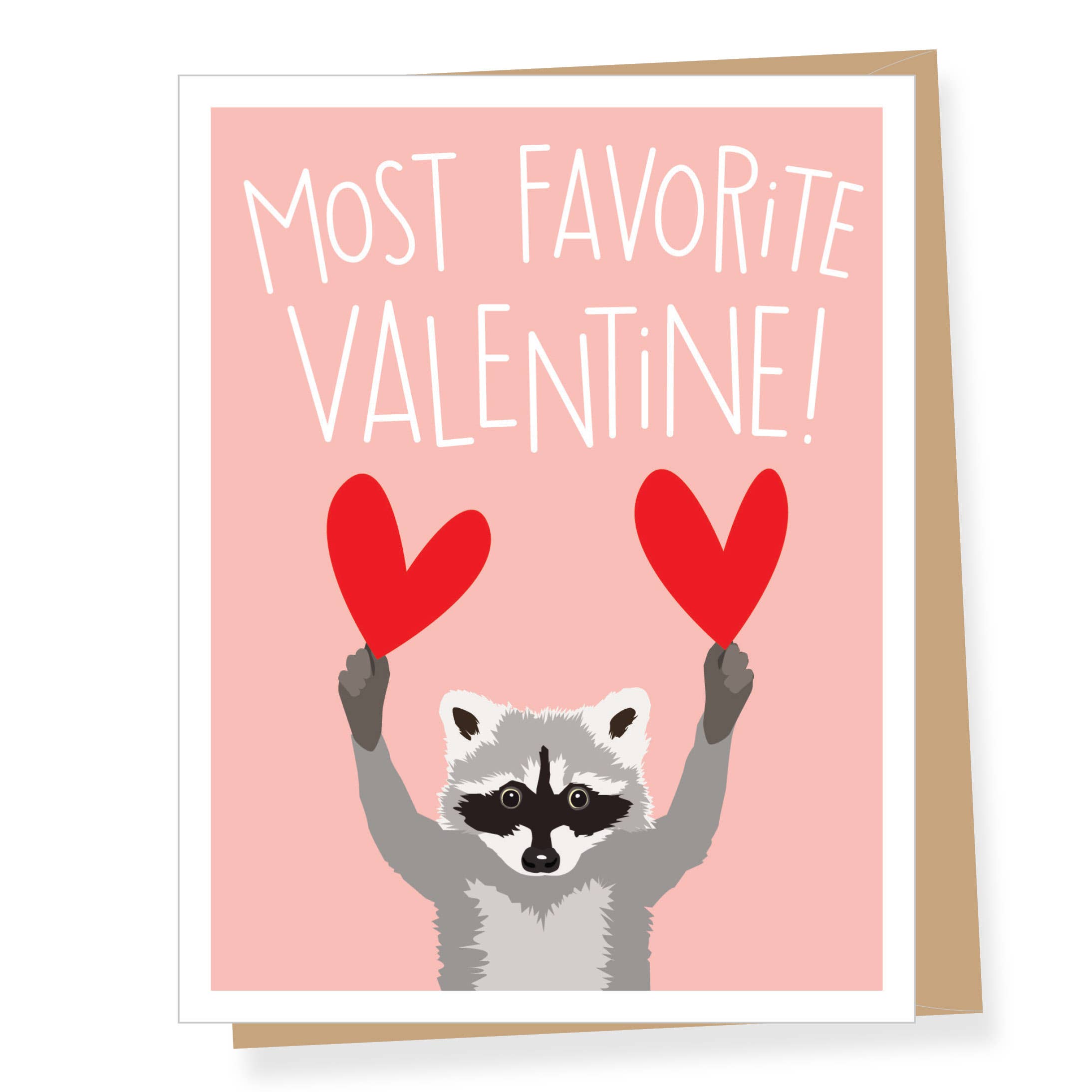 Apartment 2 Cards - Raccoon with Red Hearts Valentine's Day Card