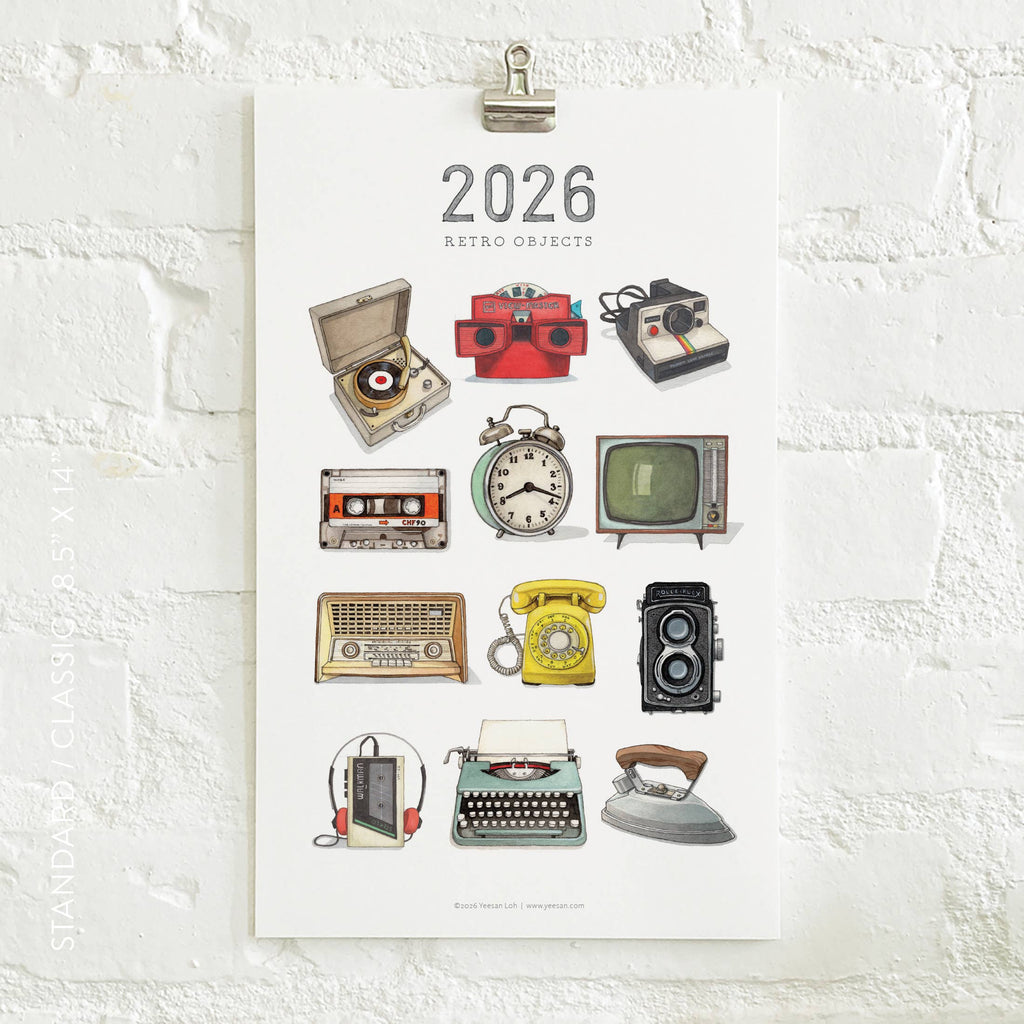 Yeesan Loh - 2026 Calendars: Retro Objects: MON-SUN / Standard/Classic