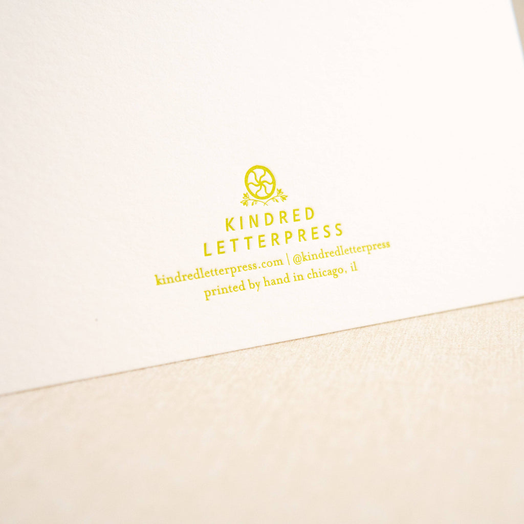 Kindred Letterpress - Onesie Baby Card | Letterpress Baby Card