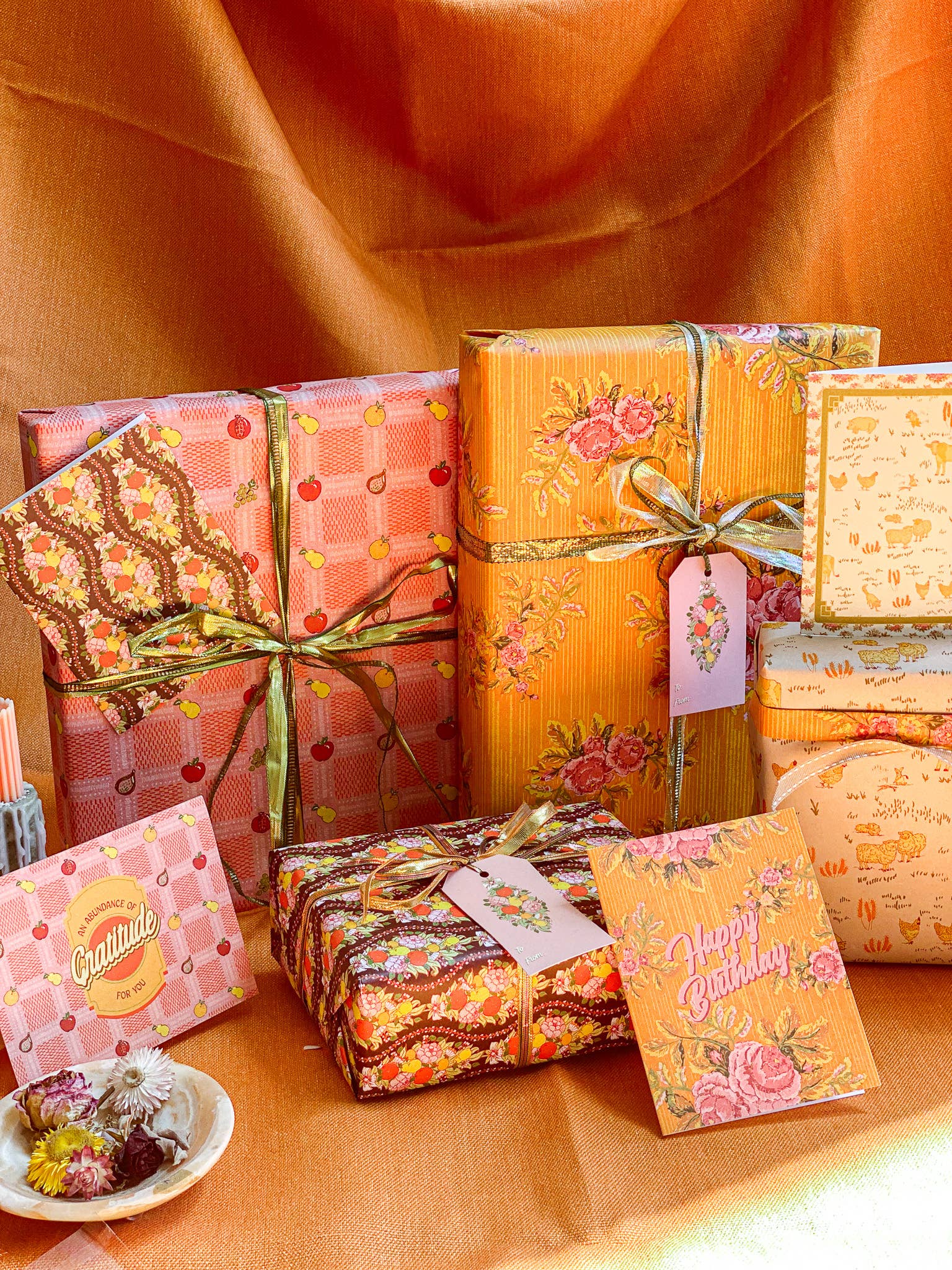 re:mused studio - Barnyard Blooms Gift Wrap Sheet - Double Sided